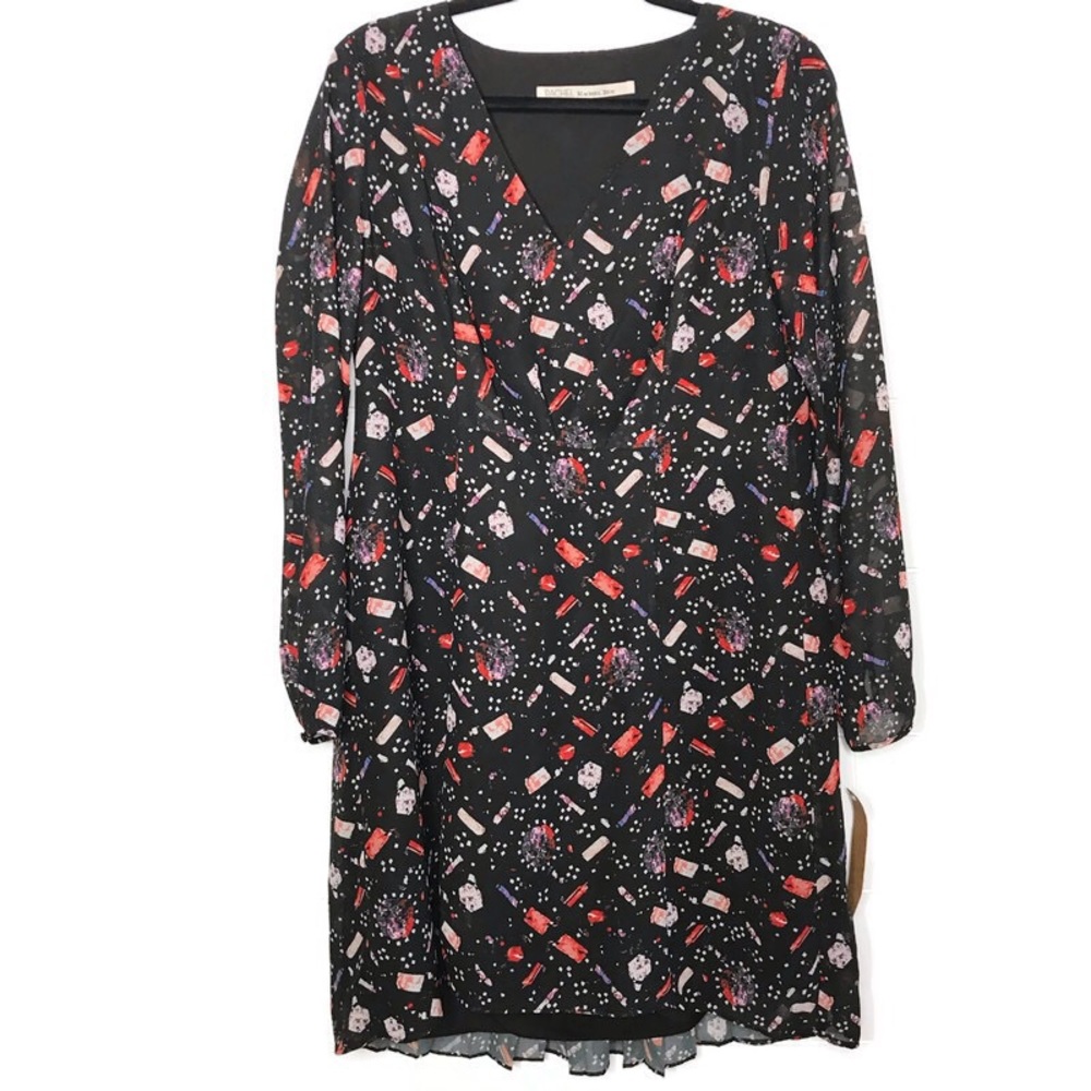 NWT Rachel Roy Berry Chiffon Pleated Black Dress